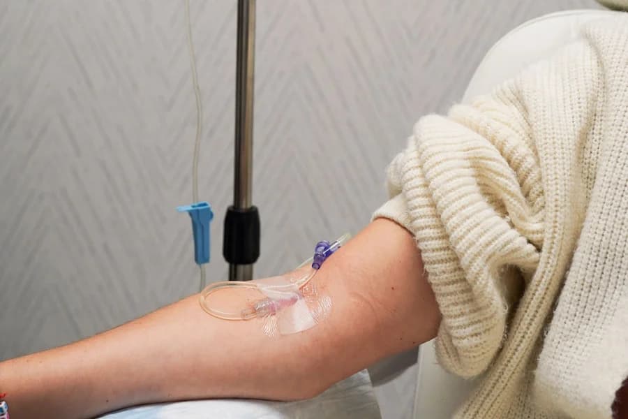 An IV hydration session in progress